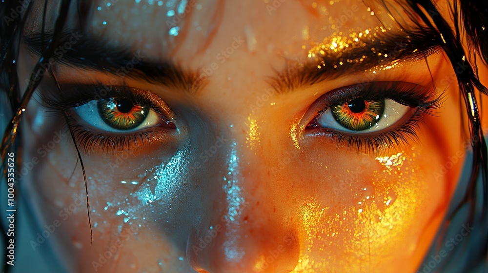 Canvas Prints Close-Up Portrait of a Woman's Glowing Eyes