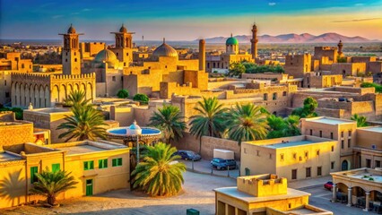 Obraz premium Scenic view of Qars in Qatar showcasing traditional architecture and vibrant desert landscape