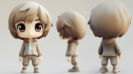 Obraz premium Detailed chibi figure in cute pose with big head and small body design