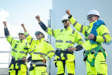 electric engineer or technician employed for inspection, maintenance, and repair of wind turbines for clean, sustainable energy and green ecological power concepts.