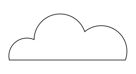 Cloud outline with simple, thin black lines against a white background. Ideal for weather icons, technology logos, website design, environmental themes, children s illustrations. Clean, minimalist