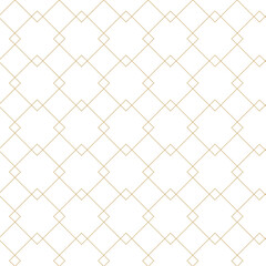 Naklejka premium Abstract geometric pattern with crosses, stripes, lines. Seamless vector background. White and gold ornament. Modern reticulated graphic design.