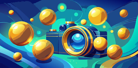 Obraz premium Abstract blue and gold background blue-green background