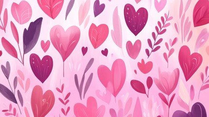 Valentine vibe pattern graphic in 4K. Love and compassion. Heart and flowers.