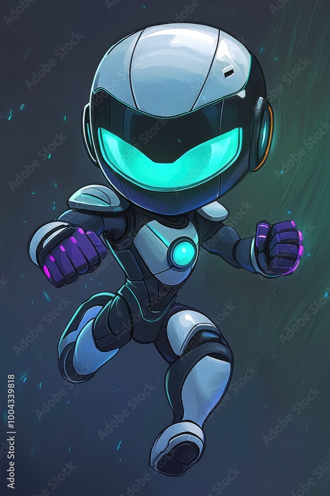 Poster Futuristic Robot Character in Action Pose