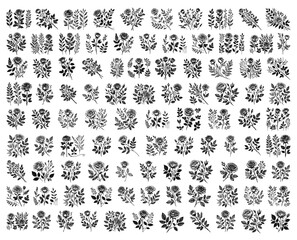 elegant black and white floral motifs for decorative art
