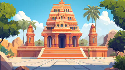 Cartoon hindu temple vector illustration. Hindu Temple. Illustration