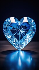Fototapeta premium Blue crystal heart gemstone jewelry diamond.