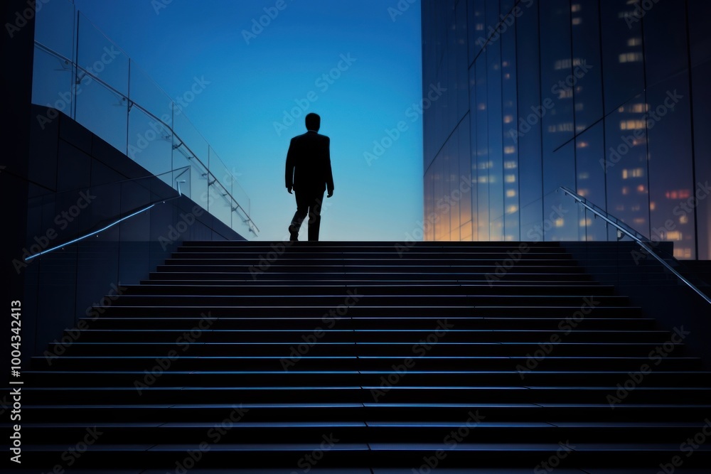 Canvas Prints Business man silhouette photography architecture staircase building.