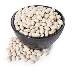 Dried beans in bowl isolated on white