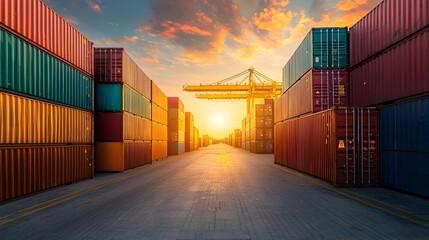 Fototapeta premium Cargo Containers Delayed by Bureaucratic Red Tape and Trade Obstacles in International Shipping
