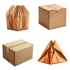 Elegant Brown Folded Cardboard Box Vector Art Design