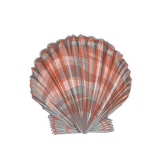 illustration of red patterned sea shell icon on white background