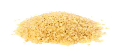 Heap of raw bulgur isolated on white