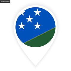 Solomon Islands marker icon with white border on white background. Solomon Islands pin icon isolated on white background.	