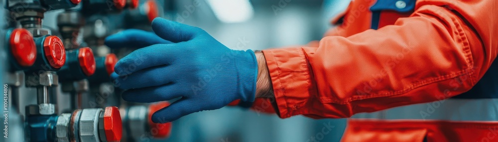 Poster hands-on engineer tuning mechanical equipment in a factory to ensure optimal performance, hands-on e