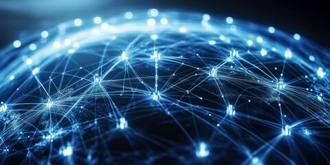 Obraz premium Communication networks in telecommunications, emphasizing seamless device and platform connectivity.