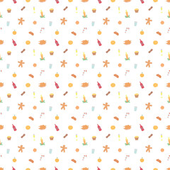 Seamless christmas pattern. New year background. Colored illustration with christmas icons