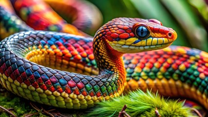 Fototapeta premium Snake Shedding Skin in Nature: A Fascinating Transformation of Reptilian Life Cycle in Detail