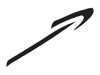 Hand-drawn straight volumetric black arrow isolated on a white background. Concept of direction, navigation, pointers, movement. Design element, symbol, and sign. Doodle style, sketch