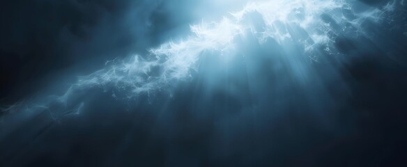 Obraz premium Cinematic Light Beam Through Dark Fog