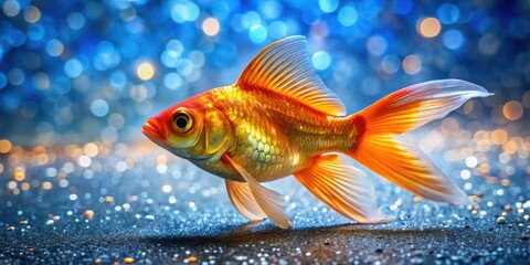 Curious Goldfish in Vibrant Aquarium with Shimmering Scales and Playful Expression