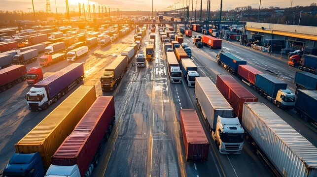Trucks Stranded at Border Checkpoint Due to Trade Restrictions and Delays