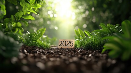 2025 displayed against a background of lush forests symbolizing the importance of nature.