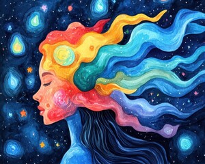Abstract Watercolor Concept of Neurodivergent Minds