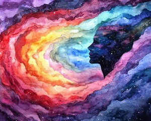 Abstract Watercolor Concept of Neurodivergence