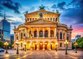 Obraz premium Stunning architectural view of Alte Oper in Frankfurt showcasing its historic façade and grandeur