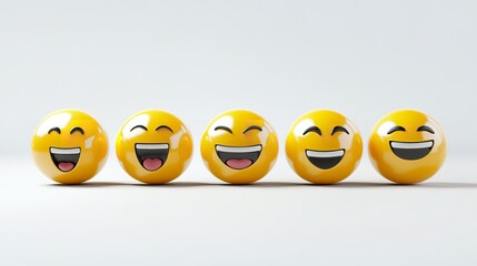 3D Set of Emoticons - Happy Emoji Isolated on White Background

