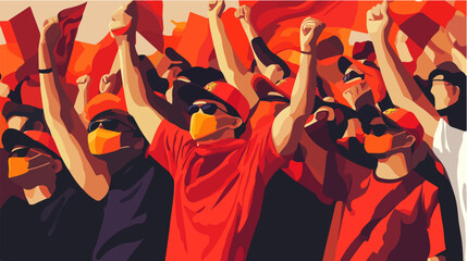Vector illustration of a football fan. Soccer fan. Ultras. Revolution. Riot. Protest.