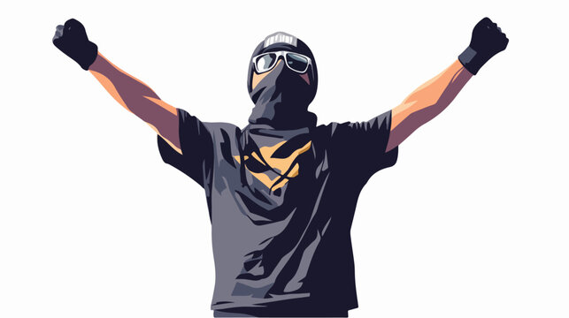 Vector illustration of a football fan. Soccer fan. Ultras. Revolution. Riot. Protest.