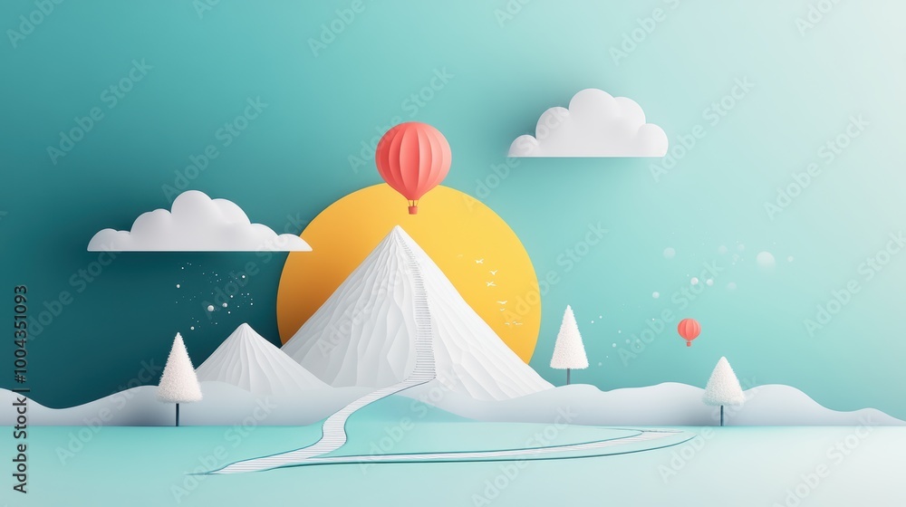 Aufkleber a design featuring a mountain peak with a path leading to the summit, symbolizing ambition and overc