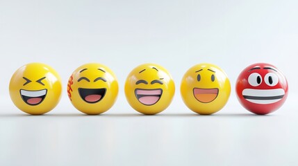 3D Set of Emoticons - Happy Emoji Isolated on White Background

