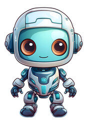 Fototapeta premium A toy robot sticker on a transparent background