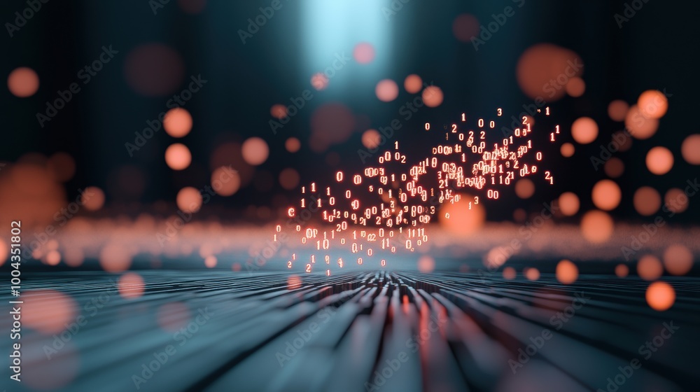 Poster 2025 rendered in binary code with digital particles flowing around the numbers representing the digi