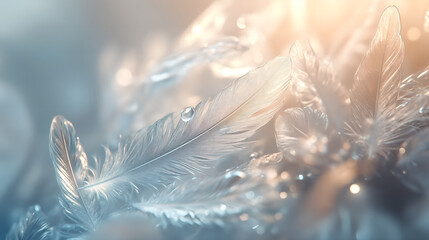 Macro Shot of Molecules as Delicate Glass Feathers