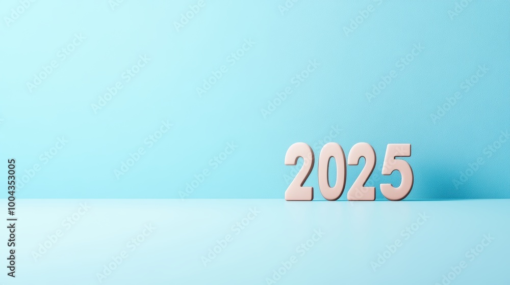 Poster 2025 in a simple elegant font with a subtle shadow effect creating a sense of depth and sophisticati
