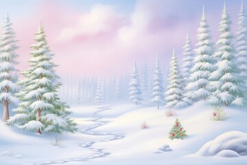 Obraz premium Painting of winter border backgrounds landscape outdoors.
