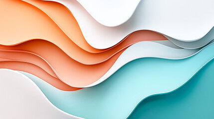 Obraz premium Fluid pastel colors blend seamlessly in this abstract background, featuring soft waves of orange, blue, and white. smooth, flowing design creates calming and harmonious visual effect
