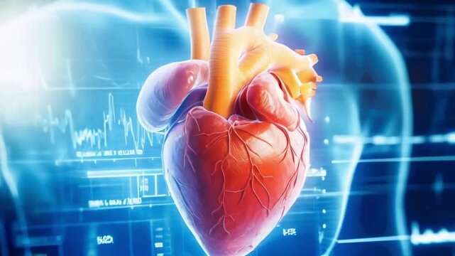 Abstract red human heart. Heart anatomy. Healthcare medical concept. Low poly style design. Geometric background. Wireframe light connection structure. Modern 3d graphic concept. Vector