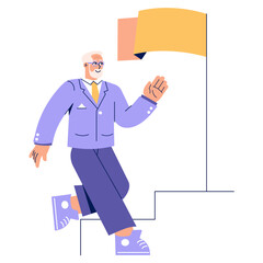 Older Businessman. Flat Vector Illustration