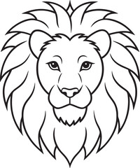 Lion head silhouette with white background