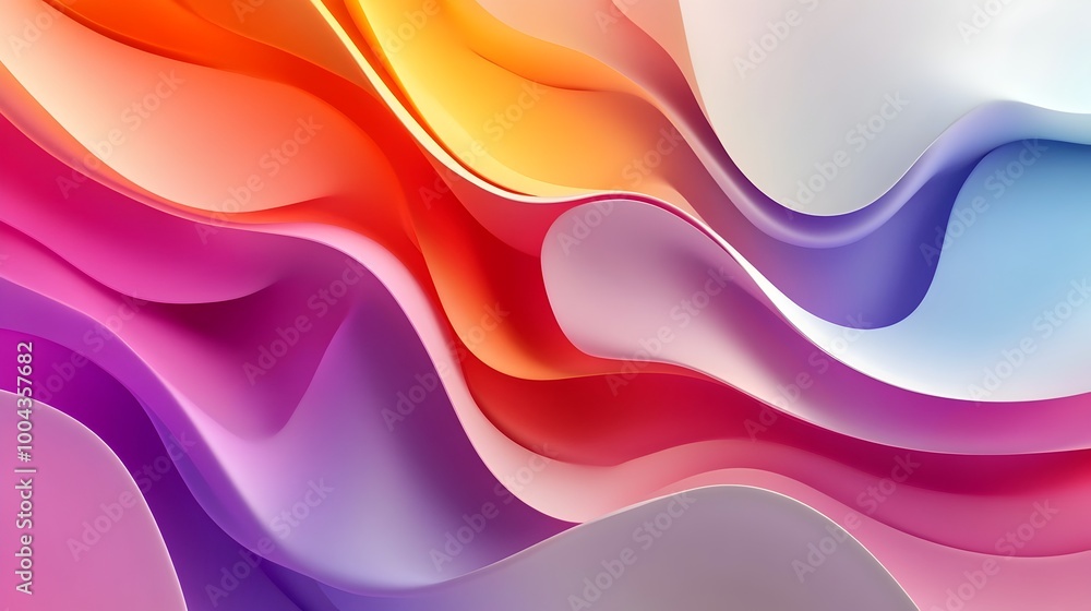 Poster vibrant abstract wavy curves shapes background with dynamic colorful gradient design