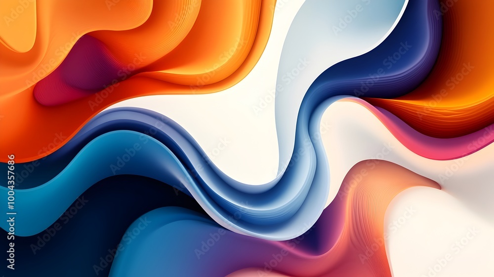 Aufkleber vibrant abstract digital art composition with flowing organic curves and dynamic gradient patterns