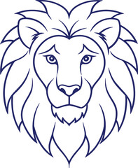 Lion head silhouette with white background
