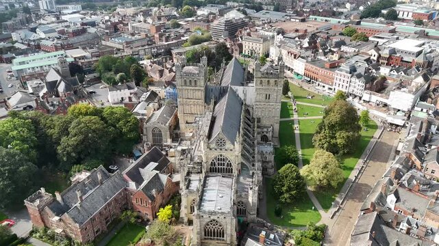 Great Britain, South West England, Devon, Exeter, Exeter Cathedral seen from the Cathedral Green