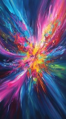Obraz premium Abstract Painting with Vibrant Colors and Swirling Brushstrokes